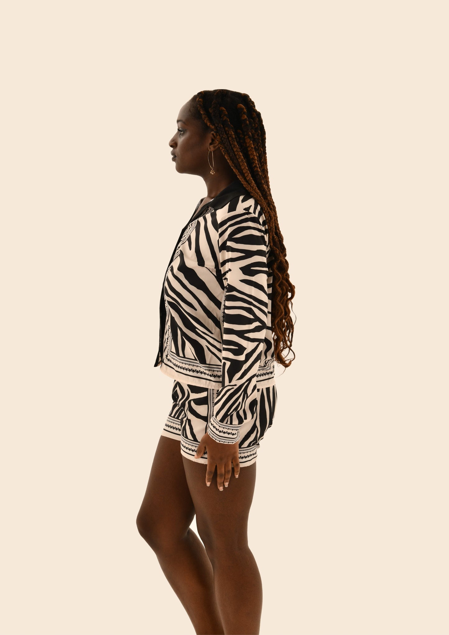 Zebra Print Loose Shirt & Shorts (2 colours)