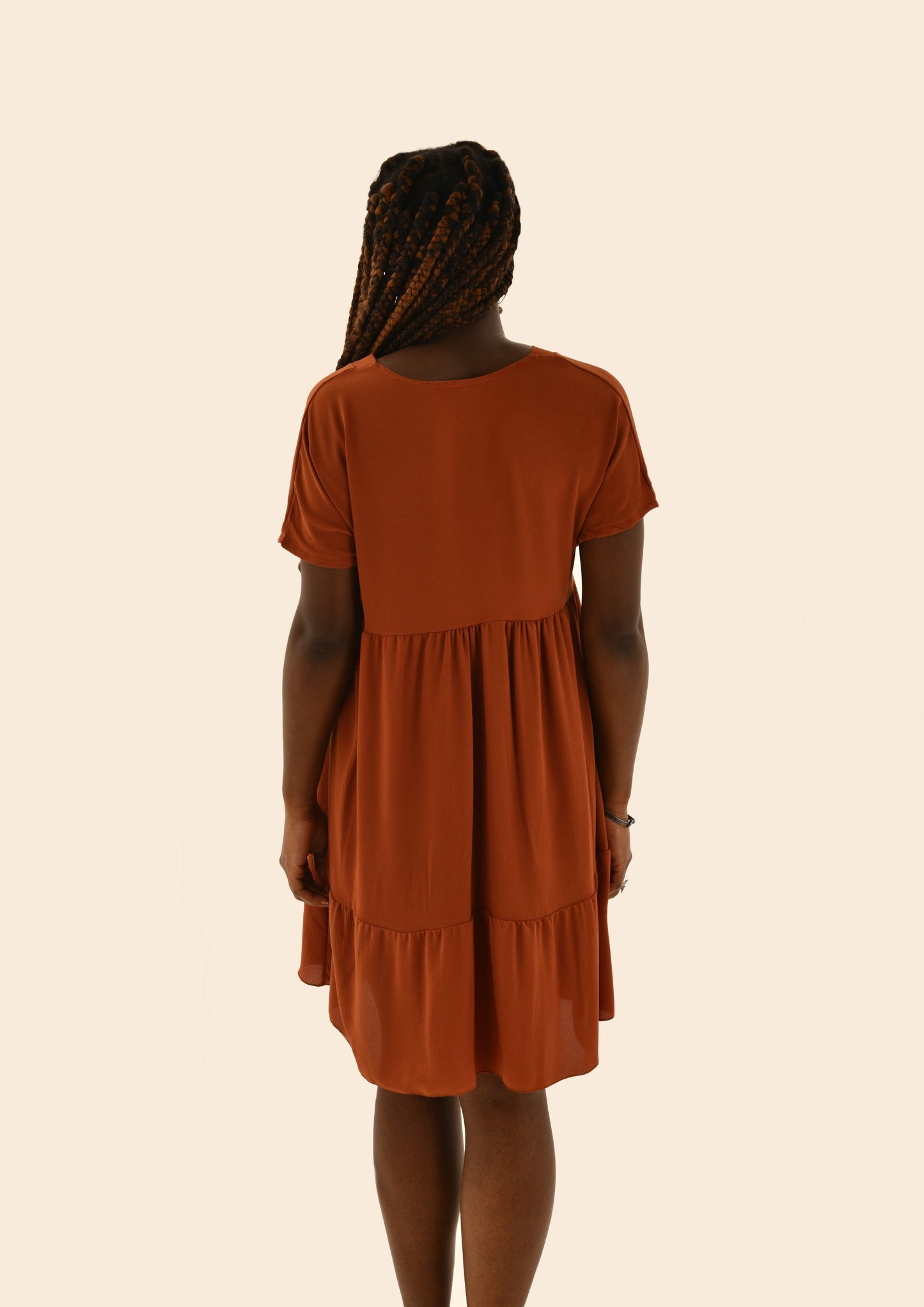 V-neck Short Sleeve Loose Dress